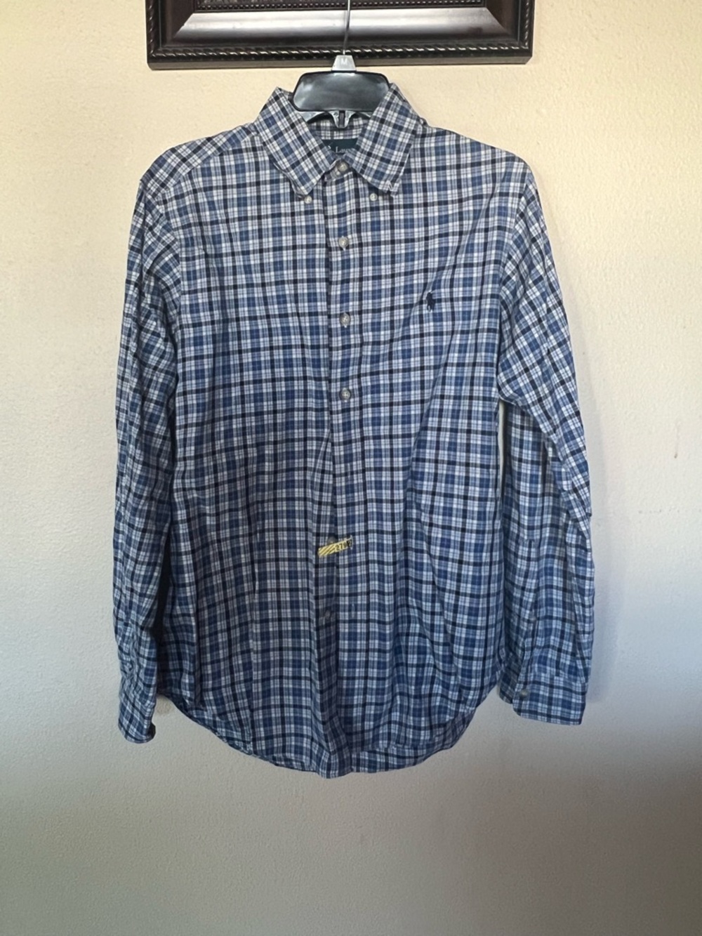 Ralph Lauren Men’s Blue and White Plaid Button-Down Shirt